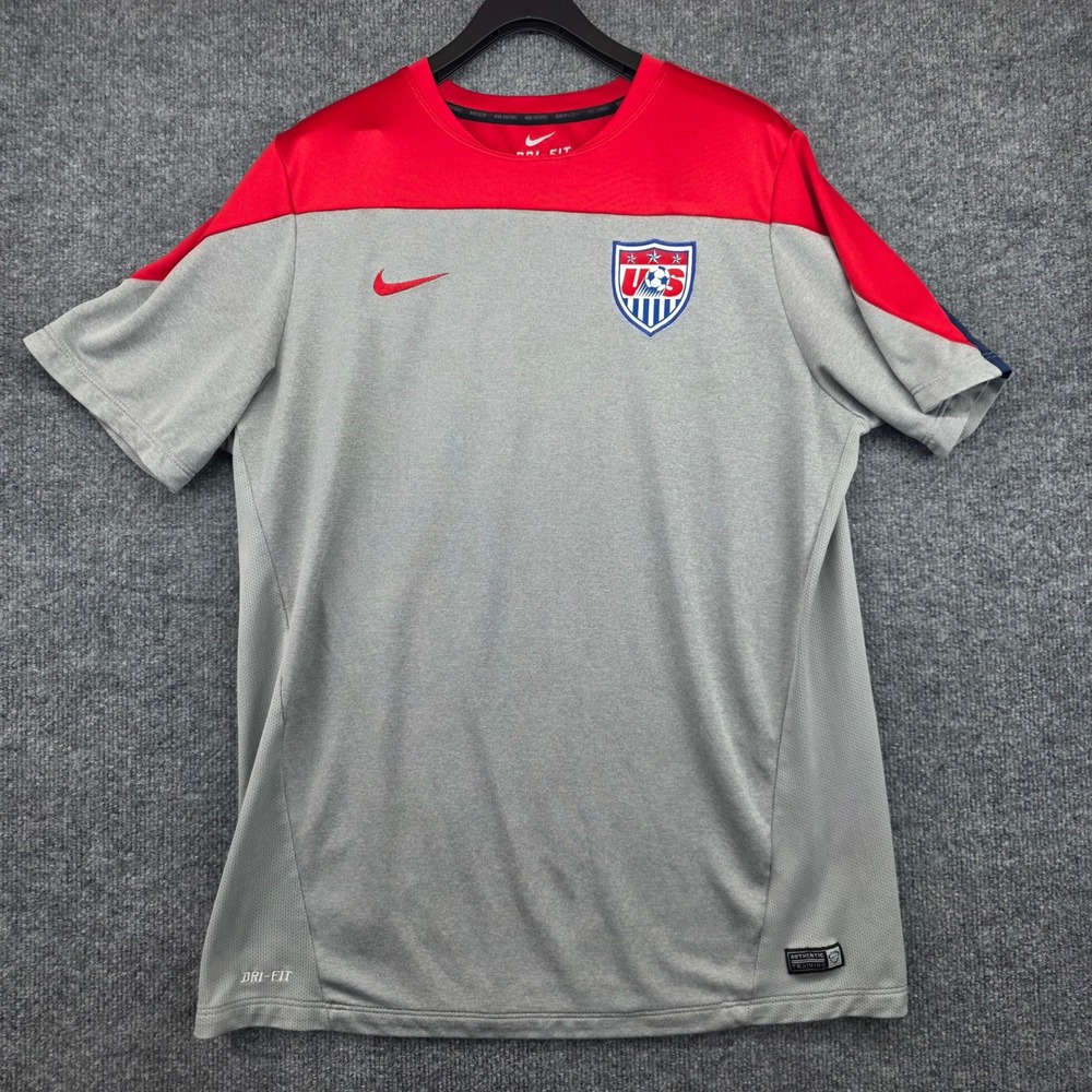 Nike Mens US Soccer Federation Dri-FIT Training Jersey Grey Red XL